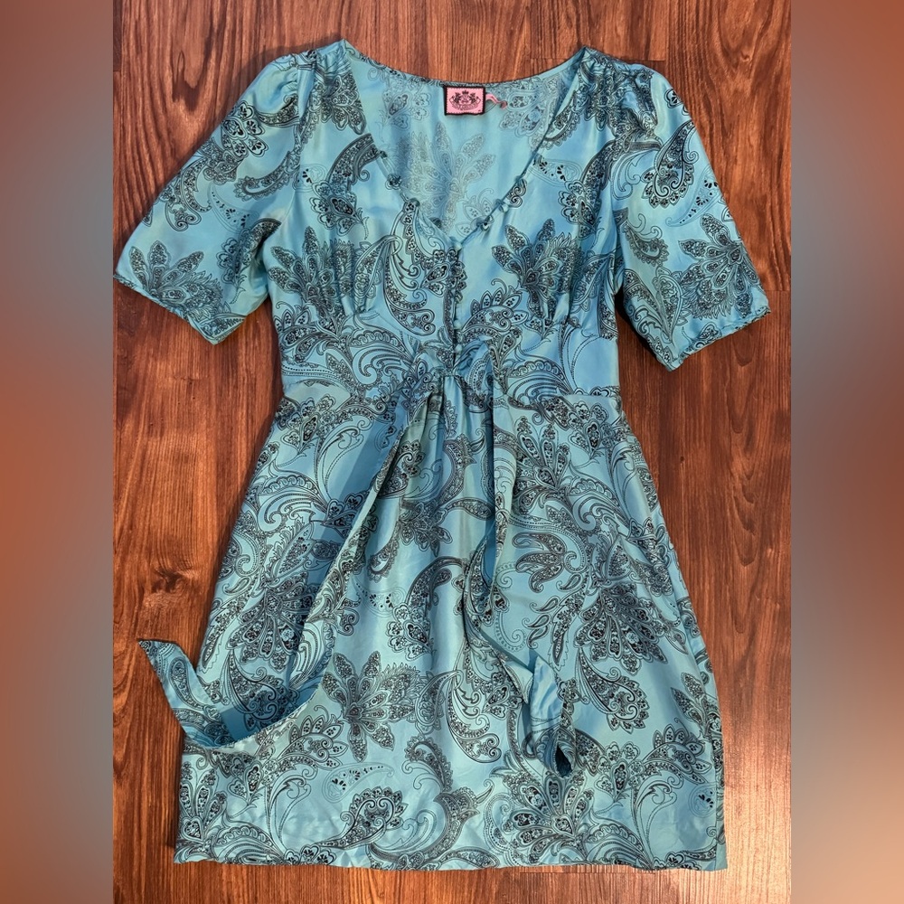 Juicy Couture Turquoise Paisley Silk Dress size 10 - Picture 9 of 14